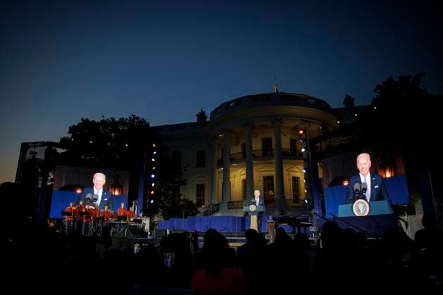 DC: President Biden Hosts a Juneteenth Concert on the South Lawn President Joe Biden speaks during a Juneteenth concert on the South Lawn of the White House on June 13, 2023 in Washington, D.C. Juneteenth celebrates the emancipation of enslaved African Americans on June 19th and was declared a federal holiday in 2021 by President Joe Biden. (Photo by Samuel Corum Pool ABACAPRESS.COM) Washington The White House DC United States  Copyright: xPool ABACAx 856900_051 Pool ABACAx 856900_051
