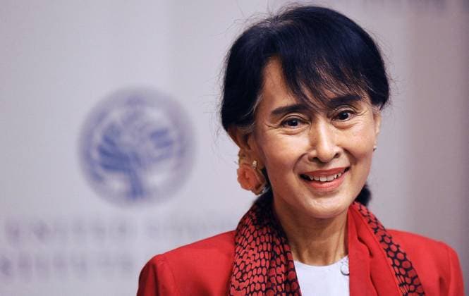 Aung San Suu Kyi Detained By Military File photo - Nobel Peace Prize winner and Burmese pro-democracy opposition leader Daw Aung San Suu Kyi addresses the United States Institute of Peace as part of an 18-day tour of the United States in Washington, DC, USA on September 18, 2012. Myanmar s powerful military has taken control of the country in a coup and declared a state of emergency, following the detention of Aung San Suu Kyi and other senior government leaders in early morning raids Monday. Photo by Olivier Douliery ABACAPRESS.COM Washington DC United States  Copyright: xDoulieryxOlivier ABACAx 754668_002 DoulieryxOlivier ABACAx 754668_002