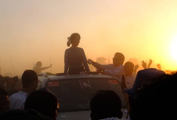 Aung San Suu Kyi Detained By Military File photo - Nobel Peace Prize winner and National League for Democracy NLD chairman Aung San Suu Kyi campaigns in Thongwa Township, on the dusty campaign trail in Thongwa township, 50 miles north of Yangon, the economical capital of Myanmar, Rangoon Region, Myanmar, on February 26, 2012. Her friend Su Su Lwin is running in this township. More than 30,000 people from nearby areas gathered along the road and fields to hear her speak. Su Su Lwin, one of the closest friend of Aung San Suu Kyi, is running for the lections in this township. Myanmar s powerful military has taken control of the country in a coup and declared a state of emergency, following the detention of Aung San Suu Kyi and other senior g  Copyright: xLovinyxChristophe ABACAx 754668_029 LovinyxChristophe ABACAx 754668_029