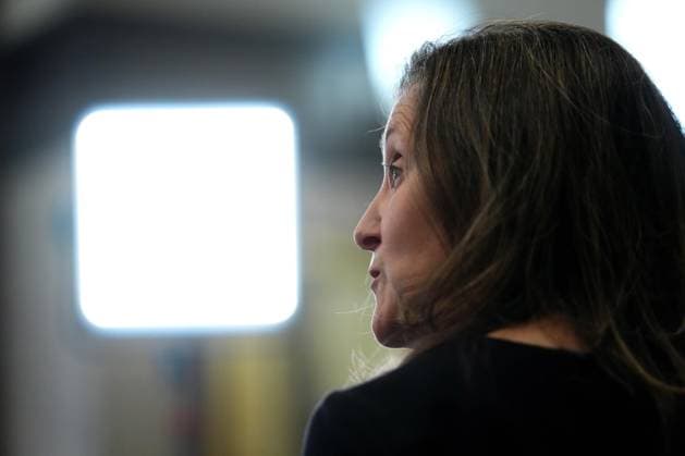 June 14, 2023, Ottawa, ON, CANADA: Deputy Prime Minister Chrystia Freeland holds a press conference on Parliament Hill, in Ottawa, Wednesday, June 14, 2023. Ottawa CANADA  - ZUMAc35_ 20230614_zaf_c35_040 Copyright: xSeanxKilpatrickx
