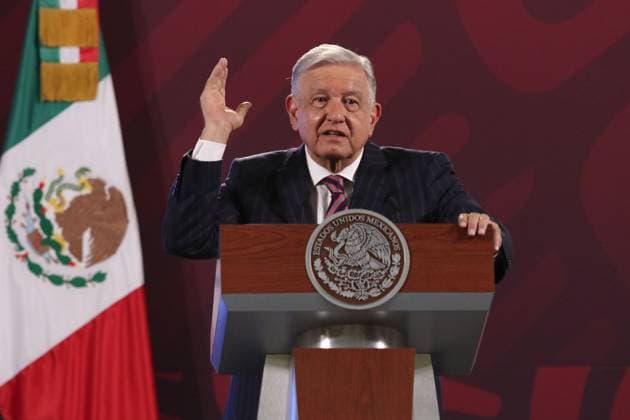 June 14, 2023, Mexico City, Mexico: MexicoÃ¢â‚¬â ¢s President, Andres Manuel Lopez Obrador, gesticulates while talk during media conference at National Palace. on June 14, 2023 in Mexico City, Mexico. Mexico City Mexico - ZUMAe321 20230615_zia_e321_002 Copyright: xIsmaelxRosasx