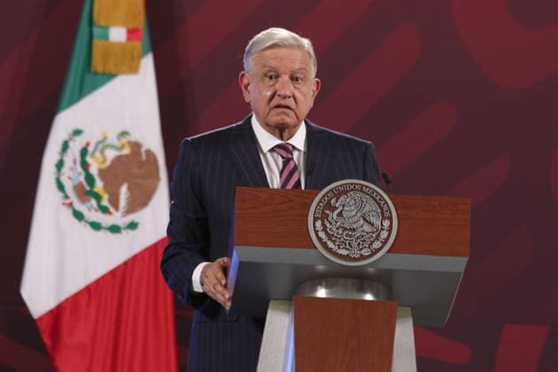 June 14, 2023, Mexico City, Mexico: MexicoÃ¢â‚¬â ¢s President, Andres Manuel Lopez Obrador, gesticulates while talk during media conference at National Palace. on June 14, 2023 in Mexico City, Mexico. Mexico City Mexico - ZUMAe321 20230615_zia_e321_003 Copyright: xIsmaelxRosasx