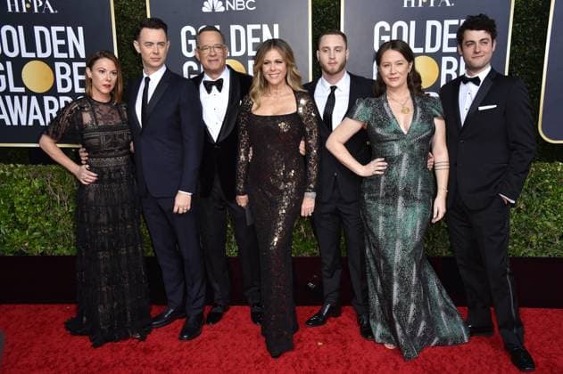 77th Golden Globe Awards - LA - Arrivals Samantha Bryant, Colin Hanks, Rita Wilson, Tom Hanks, Elizabeth Ann Hanks, Chet Hanks, and Truman Theodore Hanks attending the 77th Golden Globe Awards Arrivals at The Beverly Hilton, Los Angeles, CA, USA on January 5, 2020. Photo by Lionel Hahn ABACAPRESS.COM Los Angeles California United States  Copyright: xHahnxLionel ABACAx 714818_078 HahnxLionel ABACAx 714818_078