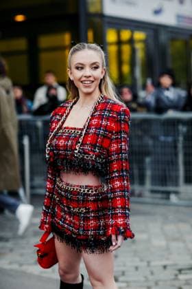 PFW - Celebrities Street Style Street style, Sydney Sweeney arriving at Balmain Fall Winter 2020-2021 show, held at Espace Champeret, Paris, France, on February 28, 2020. Photo by Marie-Paola Bertrand-Hillion ABACAPRESS.COM Paris France  Copyright: xBertrand-HillionxMarie-Paola ABACAx 722811_031 Bertrand-HillionxMarie-Paola ABACAx 722811_031