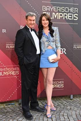 Markus SOEDER (Ministerpraesident Bayern und CSU Vorsitzender) mit seiner Tochter Gloria-Sophie Burkandt. Roter Teppich,Red Carpet,Bayerischer Filmpreis 2023 am 16.06.2023 im Prinzregententheater in Muenchen.