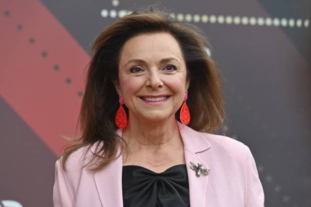 Uschi Dämmrich von Luttitz (Moderatorin), Einzelbild,angeschnittenes Einzelmotiv,Portraet,Portrait,Porträt Roter Teppich,Red Carpet,Bayerischer Filmpreis 2023 am 16.06.2023 im Prinzregententheater in Muenchen.