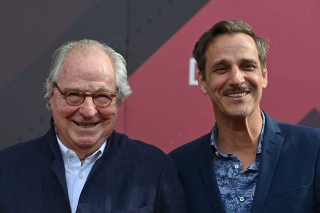 Die Schauspieler Friedrich von Thun (l) und Sohn Max von Thun.Portraet,Portrait,Porträt. Roter Teppich,Red Carpet,Bayerischer Filmpreis 2023 am 16.06.2023 im Prinzregententheater in Muenchen.