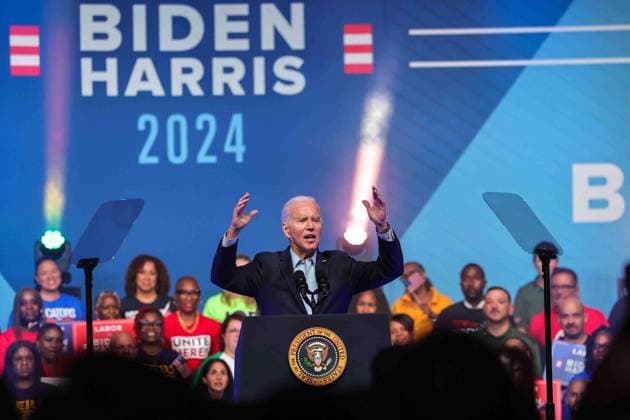Bilder des Jahres 2023, News June 06 News Themen der Woche KW24 News Bilder des Tages June 17, 2023, Philadelphia, Pennsylvania, USA: United States President Joe Biden delivers remarks at a political rally hosted by union members at the Philadelphia Convention Center Saturday, June 17, 2023; in Philadelphia, Pennsylvania Philadelphia USA - ZUMAs152 20230617_zaa_s152_028 Copyright: xSaquanxStimpsonx