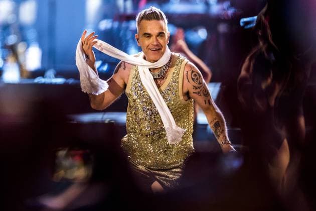 Bilder des Jahres 2023, Entertainment June 06 Entertainment Themen der Woche KW24 LANDGRAAF - Robbie Williams performs during the second day of the 52nd edition of Pinkpop. ANP MARCEL VAN HOORN netherlands out - belgium out  Copyright: xx x471858674x originalFilename: 471858674.jpg