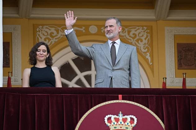 Entertainment Themen der Woche KW24 King Felipe presides over the traditional charity bullfight - Madrid King Felipe VI and the president of the Community of Madrid, Isabel Diaz Ayuso at Las Ventas bullring for the traditional charity bullfight of the San Isidro Fair on June 17, 2023 in Madrid, Spain. Photo by Francisco Guerra Europa Press ABACAPRESS.COM Madrid Spain  Copyright: xEuropaxPress ABACAx 857357_010 EuropaxPress ABACAx 857357_010