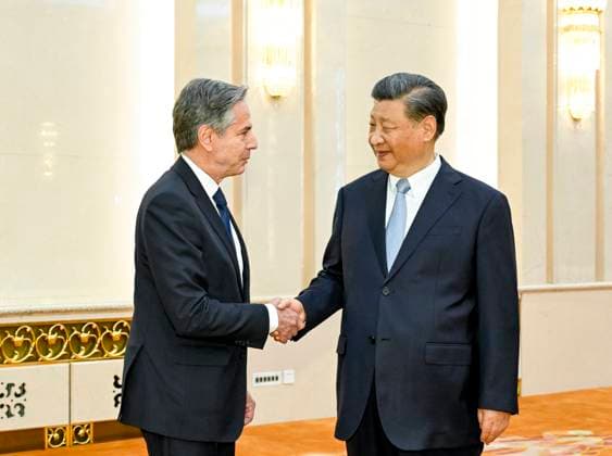 Bilder des Jahres 2023, News June 06 News Themen der Woche KW25 News Bilder des Tages (230619) -- BEIJING, June 19, 2023 -- Chinese President Xi Jinping meets with visiting U.S. Secretary of State Antony Blinken in Beijing, capital of China, June 19, 2023. ) CHINA-BEIJING-XI JINPING-U.S.-BLINKEN-MEETING (CN) LixXueren 