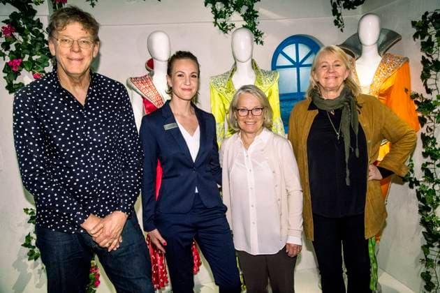 STOCKHOLM 20180405 Bengt Fröderberg (produktionsdesigner), Caroline Fagerlind (museidirektör), Görel Hanser (arbetade bakom Abba) och Ingmarie Halling (curator) vid Abba-museets kommande utställning STOCKHOLM SVERIGE x10090x *** STOCKHOLM 20180405 Bengt Fröderberg production designer , Caroline Fagerlind museum director , Görel Hanser worked behind Abba and Ingmarie Halling curator at the Abba museums upcoming exhibition STOCKHOLM SWEDEN x10090x  Copyright: xClaudioxBresciani TTx ABBA-MUSEET NY UTSTÄLLNING