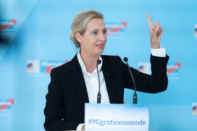 RECORD DATE NOT STATED Pressestatement, AfD-Bundestagsfraktion, Alice Weidel Fraktionssitzung AfD-Bundestagsfraktion, Vorsitzende der AfD-Bundestagsfraktion, Bundessprecher, Alice Weidel, 20.6.2023 Berlin Berlin GER *** Press statement, AfD Bundestag parliamentary group, Alice Weidel parliamentary group meeting AfD Bundestag parliamentary group, AfD Bundestag parliamentary group chair, federal spokesperson, Alice Weidel, 20 6 2023 Berlin Berlin GER