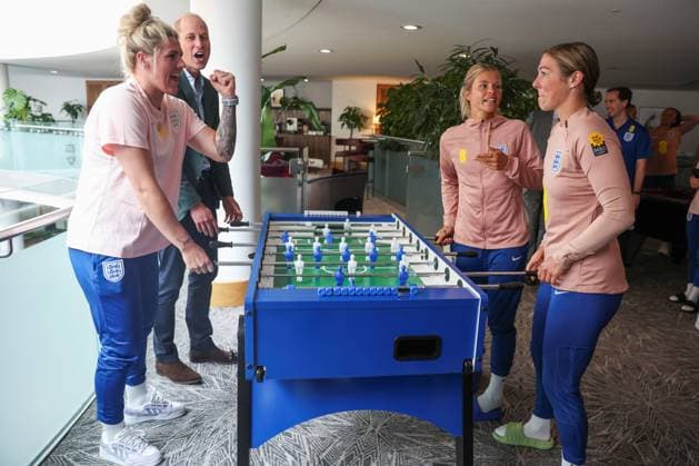 Britain s Prince William visits England Women s football team in Burton upon Trent Britain s Prince William, the Prince of Wales and President of The Football Association, plays table football with England s football players as he visits England Women s team to wish them luck ahead of the 2023 FIFA Women s World Cup, at the national football centre at St. George s Park in Burton upon Trent, Britain June 20, 2023., Credit:PHIL NOBLE Avalon UNITED KINGDOM, BURTON UPON TRENT  Copyright: xPHILxNOBLEx xAvalonx 0784436344