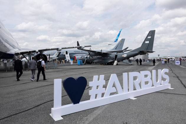 News Themen der Woche KW25 Airbus Fleet At Paris Air Show Airbus fleet, from commercial aircraft to military and helicopter, now airbus built drone during 54e international air show in the Bourget airport near Paris, France on June 20, 2023 Photo by Thomas Arnoux ABACAPRESS.COM Le Bourget France  Copyright: xArnouxxThomas ABACAx 857720_015 ArnouxxThomas ABACAx 857720_015