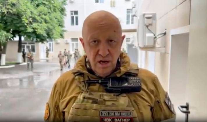 June 24, 2023, Rostov-on-Don, Donetsk Oblast, Ukraine: A screen grab of Russian Yevgeny Prigozhin, owner of the Wagner Group of mercenaries broadcasting from inside the Russian Military Southern District headquarters surrounded by his loyal fighters, June 24, 2023 in Rostov-on-Don, Russia. Prigozhin launched a rebellion against Moscow accusing the government of lying to the nation and corruption. Rostov-on-Don Ukraine - ZUMAp138 20230624_zaa_p138_002 Copyright: xPoolx WagnerxGroupx