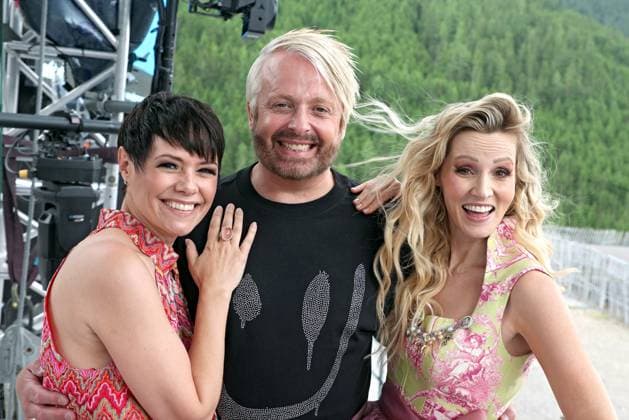 ORF Wenn die Musi spielt . Sängerin Francine Jordi , Sänger Ross Antony und Sängerin Melissa Naschenweng am Rande von Proben zum Musik Open Air Wenn die Musi spielt am 23.06.2023 in Bad Kleinkirchheim. 20230623SBK0005