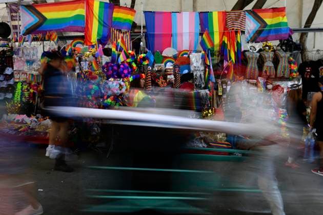 LGBTTTIQA Pride March In Mexico City Merchants sell LGTTTIQA pride flags outside the Insurgentes metro station in Mexico City, on the occasion of the LGBTTTIQA Pride March in Mexico. Mexico City Mexico City Mexico  Copyright: xGerardoxVieyrax originalFilename: vieyra-notitle230624_npJ3H.jpg
