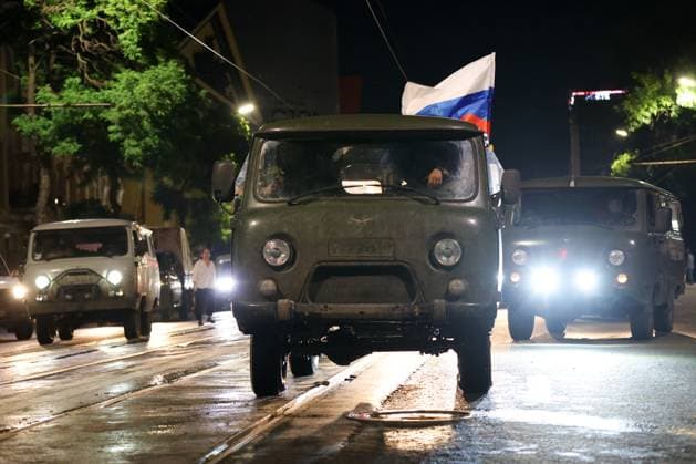RUSSIA, ROSTOV-ON-DON - JUNE 24, 2023: UAZ vans are pictured in a street. Erik Romanenko TASS  60050493