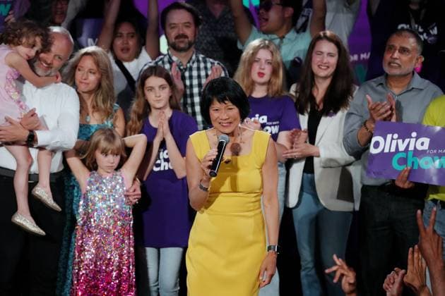 June 26, 2023, Toronto, ON, CANADA: Toronto s newly elected mayor Olivia Chow celebrates her win at an election night event in Toronto on Monday, June 26, 2023. Toronto CANADA  - ZUMAc35_ 20230626_zaf_c35_130 Copyright: xChrisxYoungx