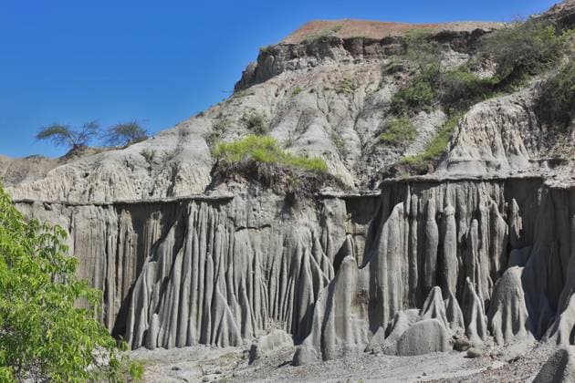 Creative Highlights World Republik Kolumbien, Landschaft im Departement Huila in der Tatacoa-Wueste, im Tal des Rio Magdalena, verspielte Felskegel, ausgewaschene Schluchten und Gesteinsformationen, Kolumbien