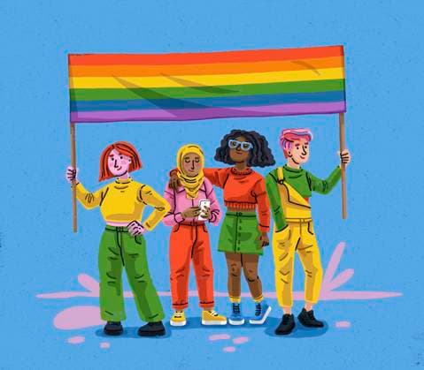 Junge Leute feiern Gay Pride *** Young people celebrate Gay Pride  Copyright: xEllyxWaltonx 10890143
