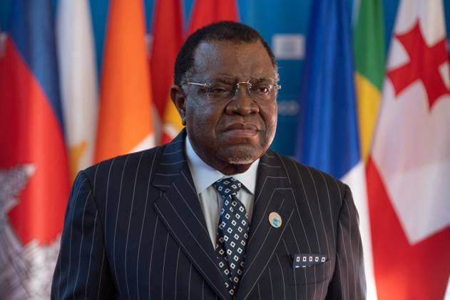 75th Anniversary of UNESCO Arrivals - Paris Namibia s President Hage Geingob poses as he arrives for the 75th anniversary celebrations of The United Nations Educational, Scientific and Cultural Organization (UNESCO) at UNESCO headquarters in Paris on November 12, 2021. Photo by Quentin Veuillet ABACAPRESS.COM  Copyright: xVeuilletxQuentin ABACAx 787892_016 VeuilletxQuentin ABACAx 787892_016