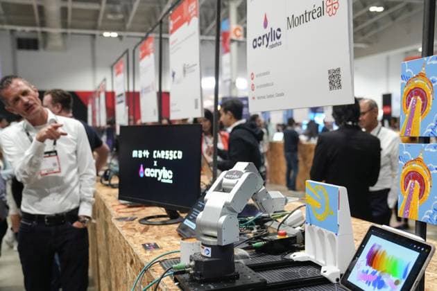 June 28, 2023, TORONTO, ON, CAN: A robotics booth is seen at the Collision conference in Toronto, Wednesday, June 28, 2023. TORONTO CAN  - ZUMAc35_ 20230628_zaf_c35_084 Copyright: xChrisxYoungx