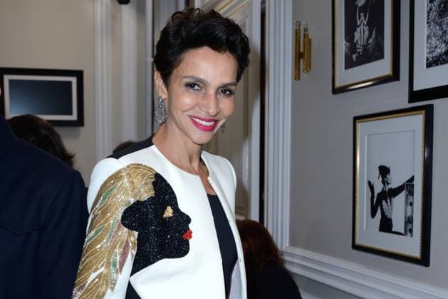 PFW Schiaparelli Front Row Farida Khelfa attending the Schiaparelli show as part of Paris Haute Couture Fashion Week Spring Summer 2018-2019 on January 22, 2018 in Paris, France. Photo by Aurore Marechal ABACAPRESS.COM Paris France  Copyright: xMarechalxAurore ABACAx 622635_021 MarechalxAurore ABACAx 622635_021