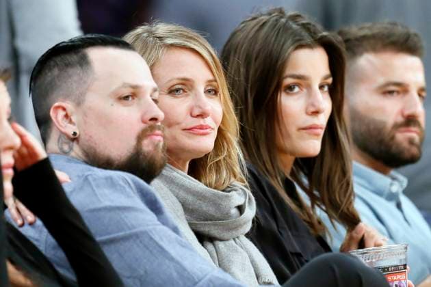 Cameron Diaz And Benji Madden At The Los Angeles Lakers Game - LA Benji Madden and Cameron Diaz are seen court side during the NBA game between the Los Angeles Lakers and the Washington Wizards at the the Staples Center, in Los Angeles, CA, on January 27, 2015. Photo by ABACAPRESS.COM Los Angeles CA United States  Copyright: xABACAx 485235_016 ABACAx 485235_016