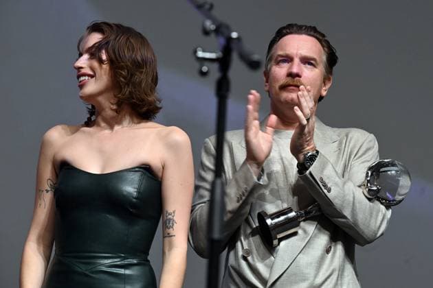 Scottish actor Ewan McGregor, right, received the Festival President’s Award during the 57th Karlovy Vary International Film Festival (KVIFF), on July 1, 2023, at the Thermal Hotel in Karlovy Vary, Czech Republic. On the left side is seen his daughter Clara McGregor. (CTKxPhoto SlavomirxKubes) CTKPhotoP2023070105789  CTKPhotoP2023070105789