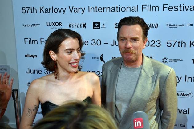 Scottish actor Ewan McGregor, right, received the Festival President’s Award during the 57th Karlovy Vary International Film Festival (KVIFF), on July 1, 2023, at the Thermal Hotel in Karlovy Vary, Czech Republic. On the left side is seen his daughter Clara McGregor. (CTKxPhoto SlavomirxKubes) CTKPhotoP2023070105790  CTKPhotoP2023070105790