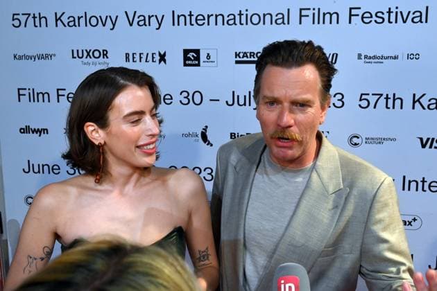 Scottish actor Ewan McGregor, right, received the Festival President’s Award during the 57th Karlovy Vary International Film Festival (KVIFF), on July 1, 2023, at the Thermal Hotel in Karlovy Vary, Czech Republic. On the left side is seen his daughter Clara McGregor. (CTKxPhoto SlavomirxKubes) CTKPhotoP2023070105801  CTKPhotoP2023070105801