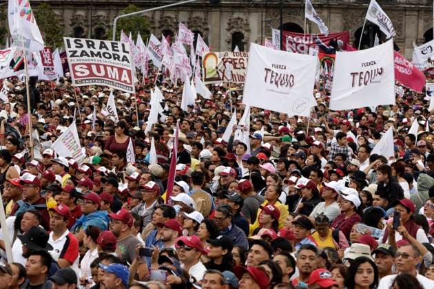 The president of Mexico celebrates his 5 years of democratic triumph July 1, 2023, Mexico City, Mexico: Supporters of Mexican President Andres Manuel Lopez Obrador celebrate the fifth anniversary of his election as President at a ceremony in the Zocalo in Mexico City. on July 1, 2023 in Mexico City, Mexico (Photo by Luis Barron Eyepix Group). Copyright: xLuisxBarronx xEyepixxGroupx LB_20230701_GENTEA5