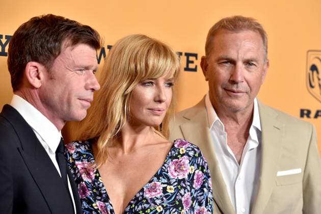 Yellowstone Los Angeles Premiere Taylor Sheridan, Kelly Reilly and Kevin Costner attend Yellowstone premiere at Paramount Pictures on June 11, 2018 in Los Angeles, California. Photo by Lionel Hahn ABACAPRESS.COM Los Angeles  Copyright: xHahnxLionel ABACAx 640555_104 HahnxLionel ABACAx 640555_104