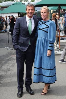 . 05 07 2023. London, United Kingdom. Bear Grylls and wife arriving on day three of the Wimbledon Tennis Championships in London.  xStephenxLockx xi-Imagesx IIM-24541-0002