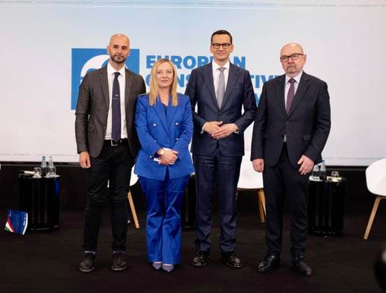 July 6, 2023, x: La premier Giorgia Meloni partecipa a un seminario dei Conservatori e riformisti europei a Varsavia, 05 luglio 2023. Italian Prime Minister Giorgia Meloni attends a seminar of European Conservatives and Reformists in Warsaw, 05 July 2023..ANSA UFFICIO STAMPA PALAZZO CHIGI FILIPPO ATTILI. x  - ZUMAa110 20230706_zaf_a110_001 Copyright: xUsxPalazzoxChigi xFilippoxAttilix