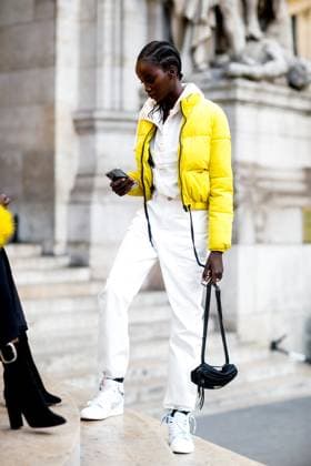 PFW - Street Style Street style, model Anok Yai after Stella McCartney spring summer 2019 ready-to-wear show, held at Palais Garnier, in Paris, France, on October 1, 2018. Photo by Marie-Paola Bertrand-Hillion ABACAPRESS.COM Paris France  Copyright: xBertrand-HillionxMarie-Paola ABACAx 656258_071 Bertrand-HillionxMarie-Paola ABACAx 656258_071