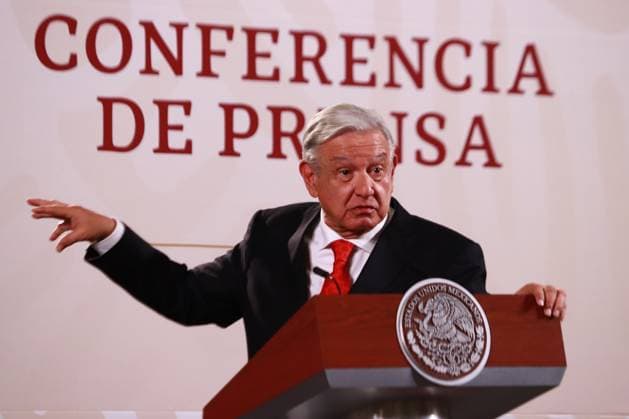 CONFERENCIA MANANERA July 05, 2023 in Mexico City, Mexico: President of Mexico AndrÃ s Manuel Lopez Obrador speaks at the morning conference in front of reporters at the national palace, on July 05, 2023 in Mexico City, Mexico. (Photo by Carlos Santiago Eyepix Group) Copyright: xCarlosxSantiagox xEyepixxGroupx CS202307056916