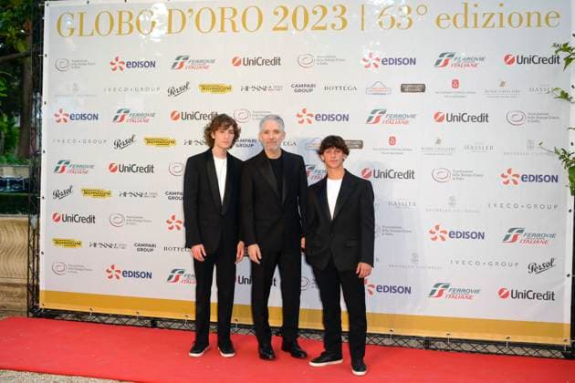 Beppe Fiorello, Samuele Segreto und Samuele Pizzurro bei der 63. Verleihung der Globi d oro 2023 in der Villa Massimo . Rom, 05.07.2023