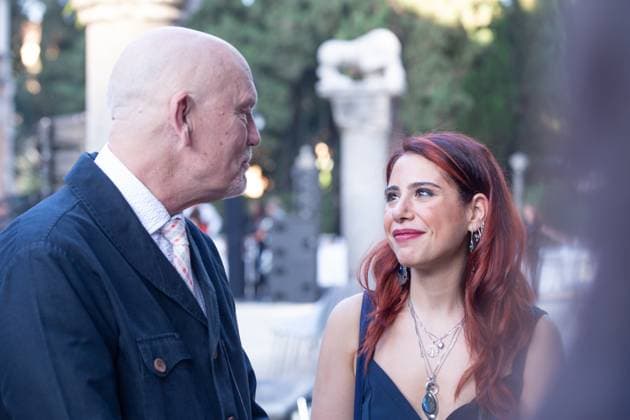 Italy: John Malkovich in Rome John Malkovich talks to a girl before the 63rd edition of the Golden Globe awards ceremony at the German Academy in Rome Rome Italy Copyright: MatteoxNardone