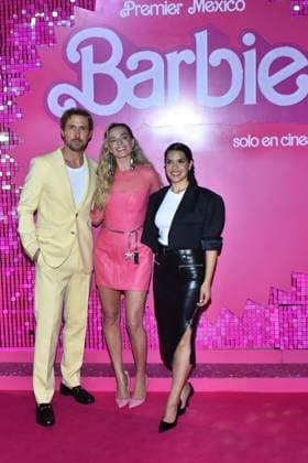 Barbie Pink Carpet July 6, 2023, Mexico City, Mexico: (L-R) Ryan Gosling, Margot Robbie and America Ferrera attend the pink carpet for Barbie at Toreo Parque Central. on July 6, 2023 in Mexico City, Mexico. (Photo by Carlos Tischler Eyepix Group) Copyright: xCarlosxTischler xEyepixxGroupx CT_06072023_95891