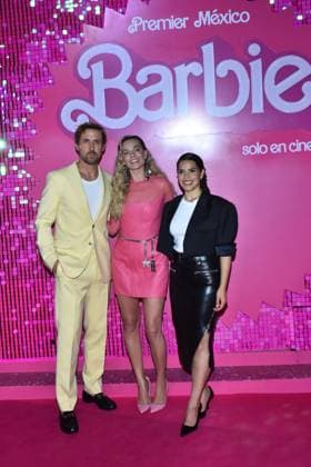 Barbie Pink Carpet July 6, 2023, Mexico City, Mexico: (L-R) Ryan Gosling, Margot Robbie and America Ferrera attend the pink carpet for Barbie at Toreo Parque Central. on July 6, 2023 in Mexico City, Mexico. (Photo by Carlos Tischler Eyepix Group) Copyright: xCarlosxTischler xEyepixxGroupx CT_06072023_95892