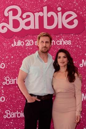 July 7, 2023, Mexico City, Mexico: Ryan Gosling and America Ferrera pose for photos during Barbie film Photocall at Mexico City Four Sason Hotel. on July 7, 2023 in Mexico City, Mexico. Mexico City Mexico - ZUMAe321 20230708_zia_e321_031 Copyright: xCarlosxTischlerx