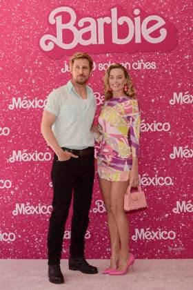 July 7, 2023, Mexico City, Mexico:Ryan Gosling and Margot Robbie pose for photos during Barbie film Photocall at Mexico City Four Sason Hotel. on July 7, 2023 in Mexico City, Mexico. Mexico City Mexico - ZUMAe321 20230708_zia_e321_060 Copyright: xCarlosxTischlerx