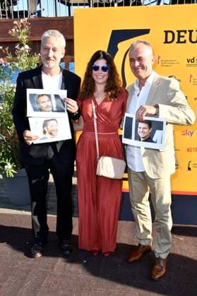 Tobias Kluckert, Carolina Vera und Patrick Winczewski bei der Verleihung des Deutschen Synchronpreises 2023 im Tipi am Kanzleramt. Berlin, 07.07.2023