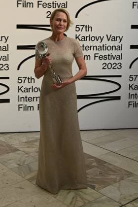 The last day of the 57th Karlovy Vary International Film Festival, 8 July 2023. American actress and director Robin Wright (photo) receives the President s Award of the Karlovy Vary International Film Festival from Jiri Bartoska (not seen). (CTKxPhoto SlavomirxKubes) CTKPhotoP2023070805162  CTKPhotoP2023070805162