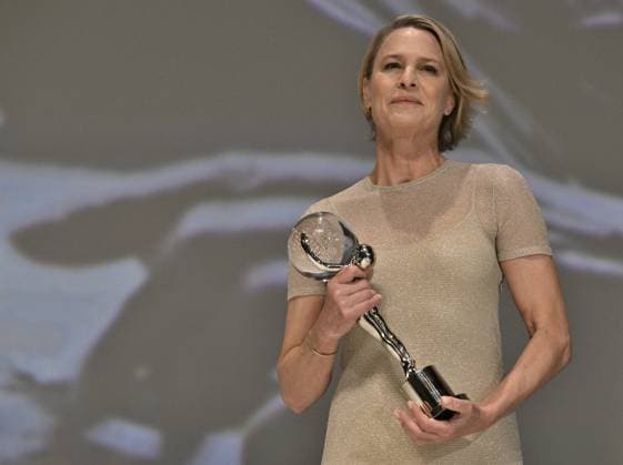 The last day of the 57th Karlovy Vary International Film Festival, 8 July 2023. American actress and director Robin Wright (photo) receives the President s Award of the Karlovy Vary International Film Festival from Jiri Bartoska (not seen). (CTKxPhoto KaterinaxSulova) CTKPhotoP2023070805176  CTKPhotoP2023070805176