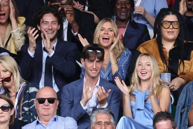 . 09 07 2023. London, United Kingdom. Celebrities including: Ellie Goulding Phoebe Dynevor Emma Corrin Lila Moss Sienna Miller Alexa Chung Jourdan Dunn , on day seven of the Wimbledon Tennis Championships in London .  xStephenxLockx xi-Imagesx IIM-24556-0070