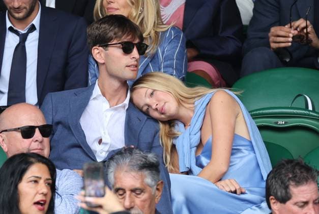 . 09 07 2023. London, United Kingdom. Celebrities including: Ellie Goulding Phoebe Dynevor Emma Corrin Lila Moss Sienna Miller Alexa Chung Jourdan Dunn , on day seven of the Wimbledon Tennis Championships in London .  xStephenxLockx xi-Imagesx IIM-24556-0073